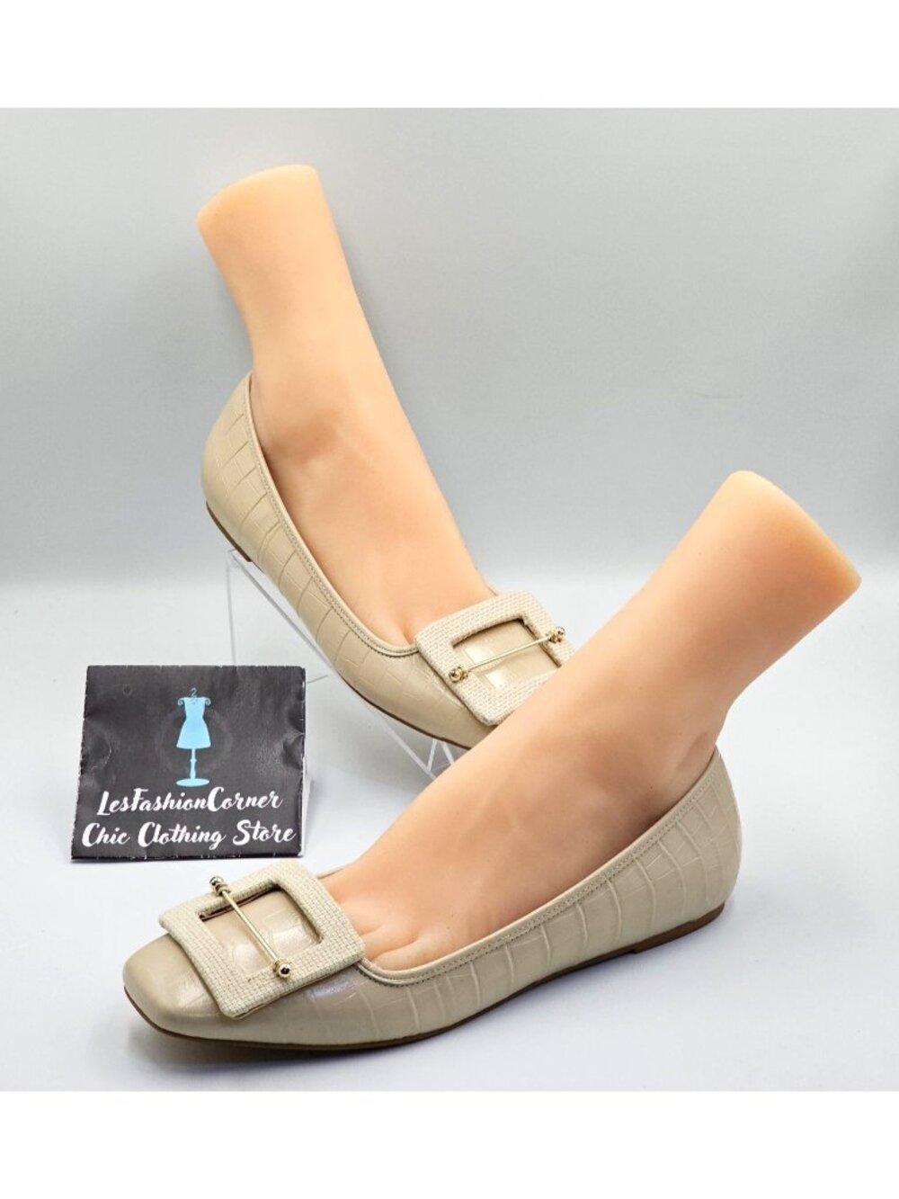 NWOB Zac Zac Posen Women's Beige Leather Vonte Skimmer Square Flats Sz 9.5 2692 - Picture 5 of 16